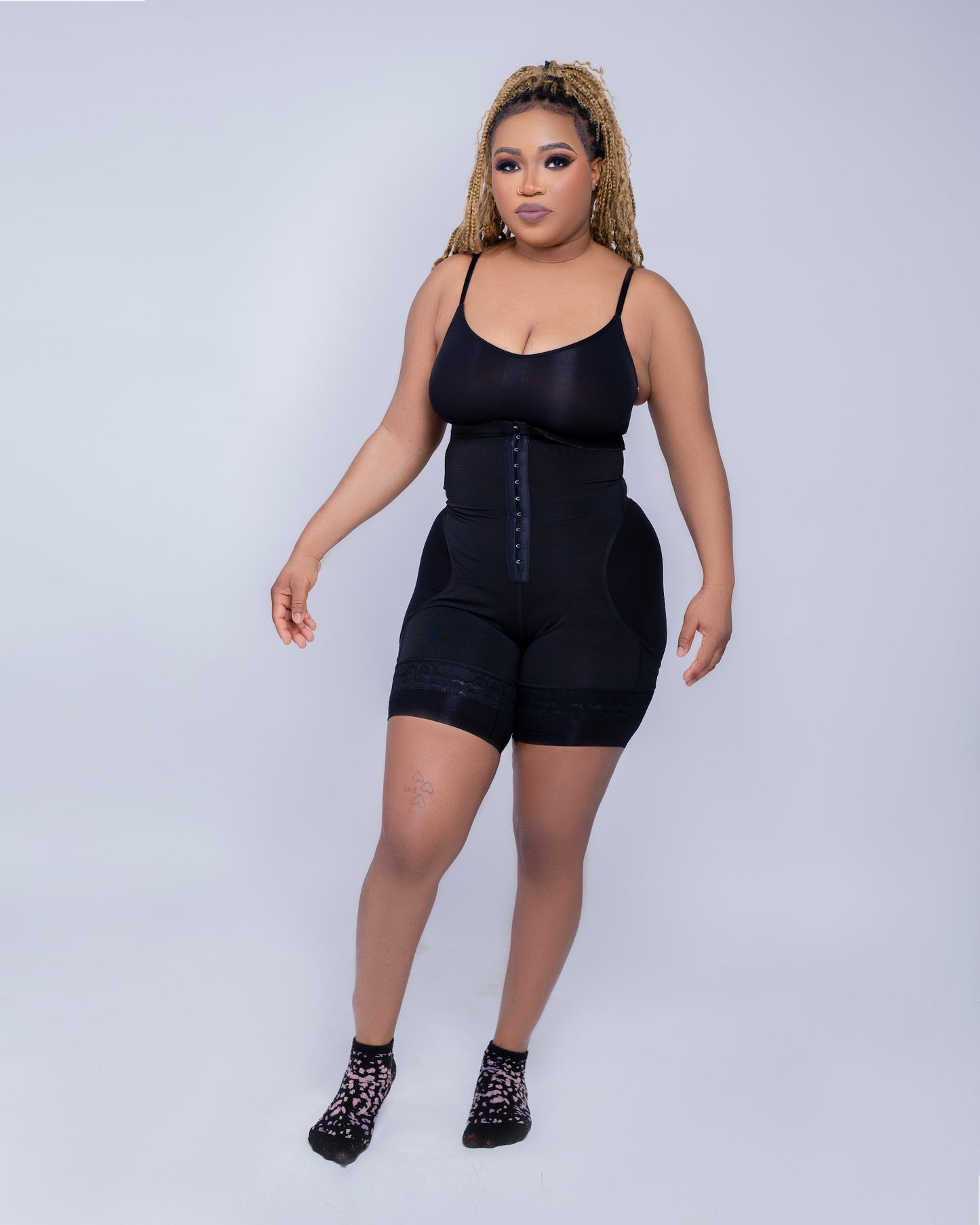 Tummy control High Waist Open Butt Shape Wear Shorts Stretchy black