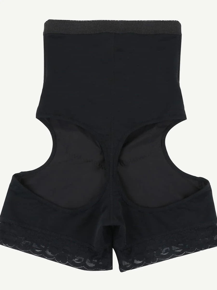 Tummy control High Waist Open Butt Shape Wear Shorts Stretchy black