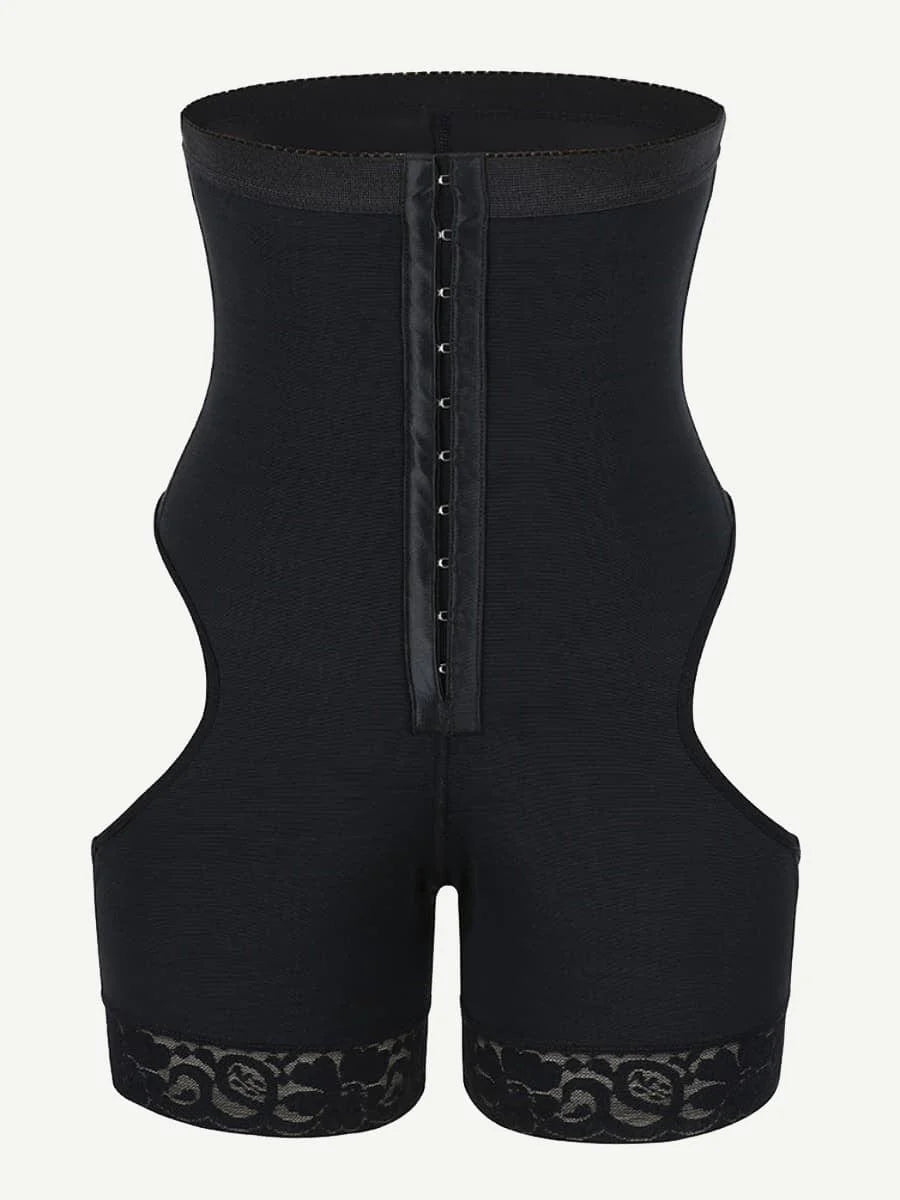 Tummy control High Waist Open Butt Shape Wear Shorts Stretchy black