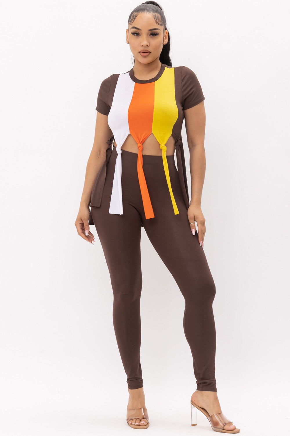 Showing Off Legging Set - Brown multi