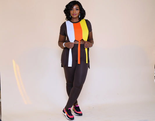 Showing Off Legging Set - Brown multi